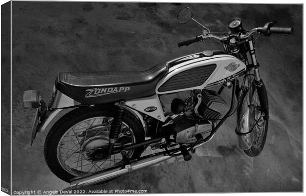 Classic Zundapp bike XF-17 in the garage. Monochrome Canvas Print by Angelo DeVal