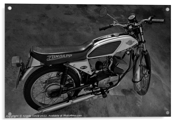 Classic Zundapp bike XF-17 in the garage. Monochrome Acrylic by Angelo DeVal