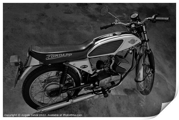 Classic Zundapp bike XF-17 in the garage. Monochrome Print by Angelo DeVal