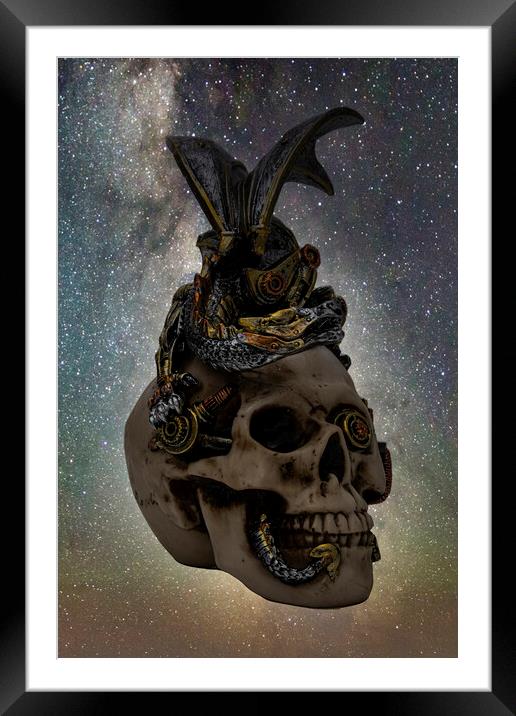 Steampunk Dragon Skull Framed Mounted Print by Steve Purnell