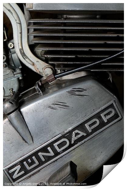 Classic Zundapp bike engine block detail Print by Angelo DeVal