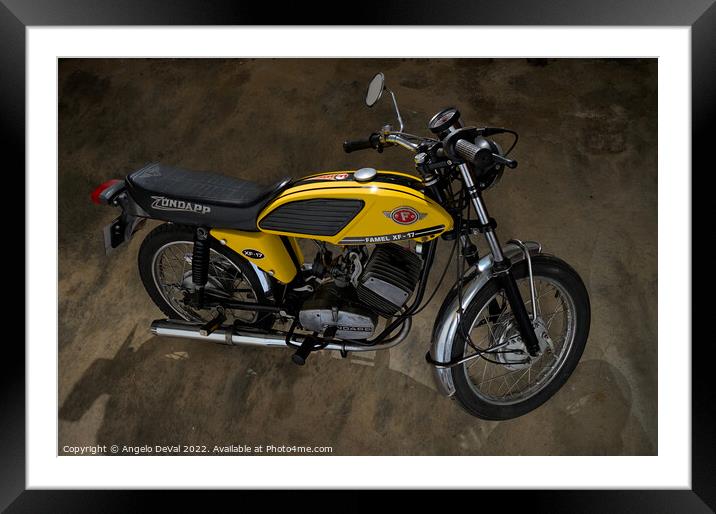 Classic Zundapp bike XF-17 in the garage Framed Mounted Print by Angelo DeVal