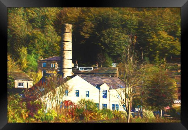 Crossley Mills Hebden Bridge - Oil Effect Framed Print by Glen Allen
