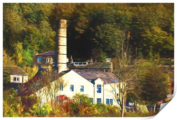 Crossley Mills Hebden Bridge - Oil Effect Print by Glen Allen