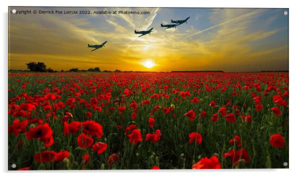 spitfires over a poppy field Acrylic by Derrick Fox Lomax