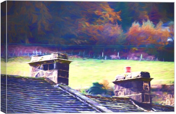 Rooftops - Oil Painting Effect Canvas Print by Glen Allen
