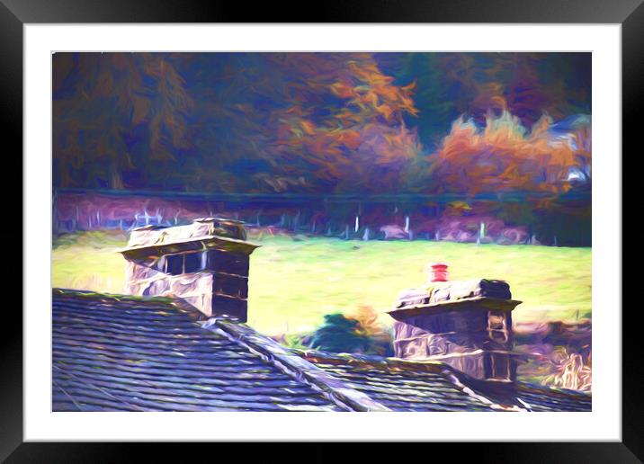 Rooftops - Oil Painting Effect Framed Mounted Print by Glen Allen