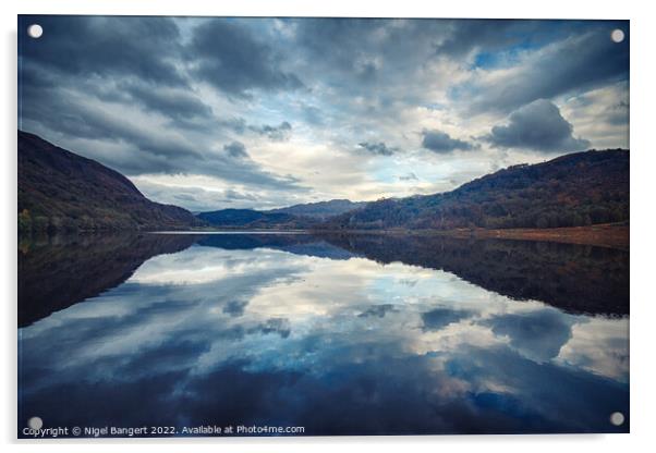 Llyn Dinas Lake Acrylic by Nigel Bangert
