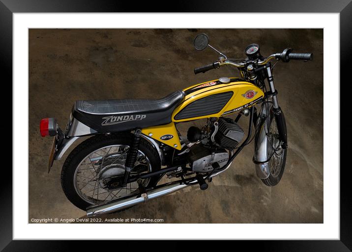 Famel Zundapp Classic Motorcycle Side View Framed Mounted Print by Angelo DeVal