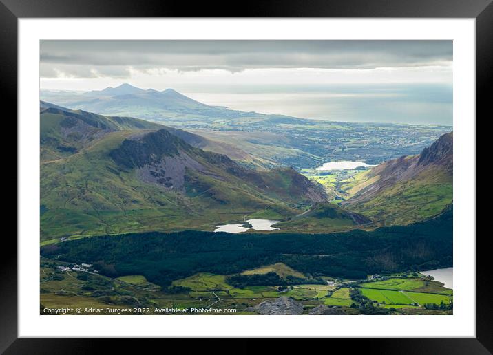 Nantlle Valley to the Sea, Snowdonia, Wales Framed Mounted Print by Adrian Burgess