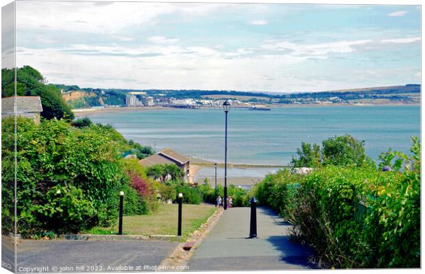 Shanklin view of Sandown bay, Isle of Wight, UK. Canvas Print by john hill