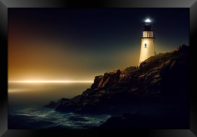 Solitary Lighthouse Framed Print by Picture Wizard