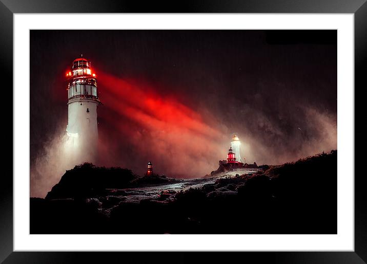 Ghostly Lighthouse Framed Mounted Print by Picture Wizard