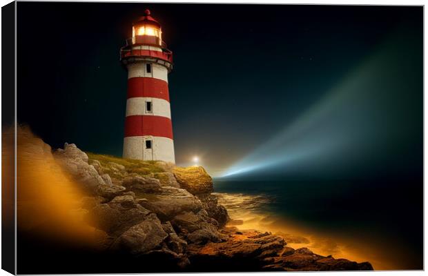 The Red and White Lighthouse Canvas Print by Picture Wizard