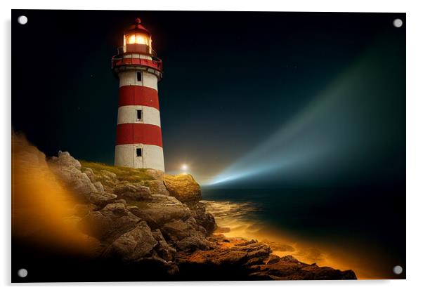The Red and White Lighthouse Acrylic by Picture Wizard
