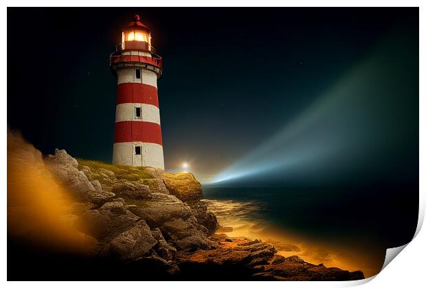 The Red and White Lighthouse Print by Picture Wizard