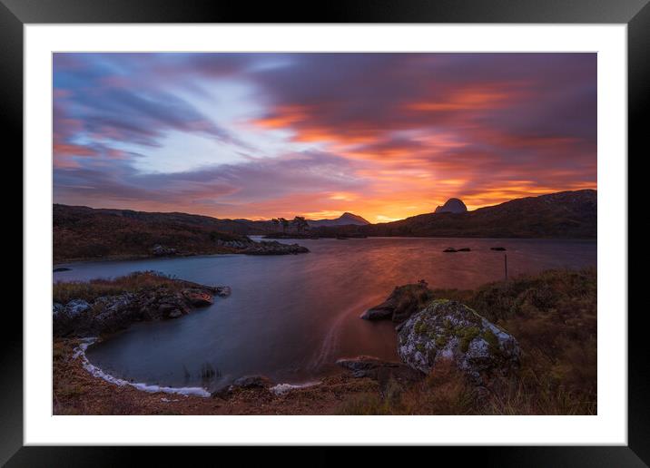 Suilven sunrise over Loch Druim Framed Mounted Print by John Finney
