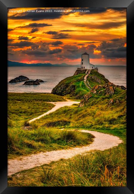 Twr Mawr Lighthouse Anglesey Wales Framed Print by Adrian Evans