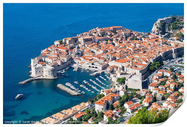 Dubrovnik Walled Old Town Print by Sarah Smith