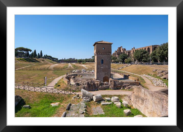 Circus Maximus And Moletta Tower In Rome Framed Mounted Print by Artur Bogacki