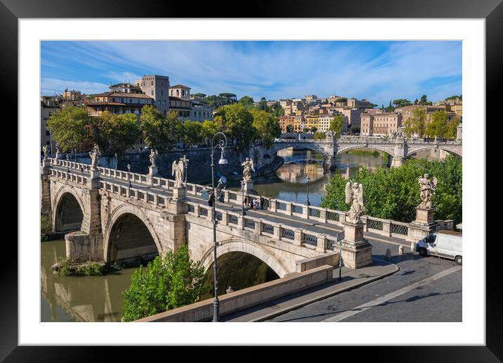 Rome Cityscape With Ponte St Angelo Framed Mounted Print by Artur Bogacki