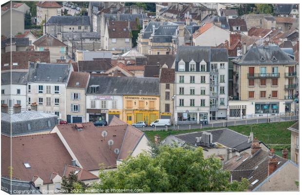 Buildings in the town of Chateau Thierry from the castle., Chateau Thierry, France Canvas Print by Dave Collins