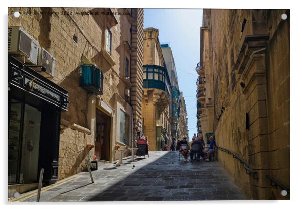 Coffee Morning in Valletta Acrylic by Jim Jones