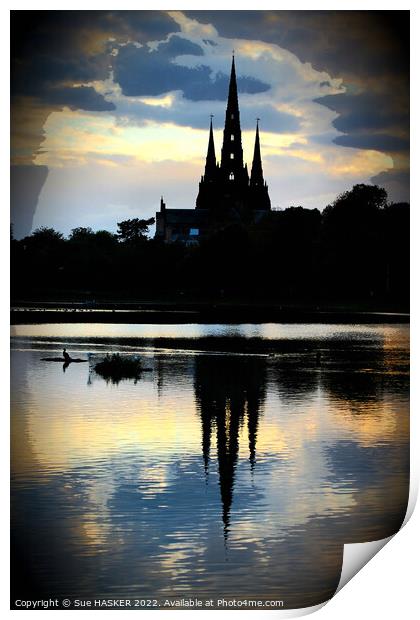 Lichfield Cathedral Print by Sue HASKER