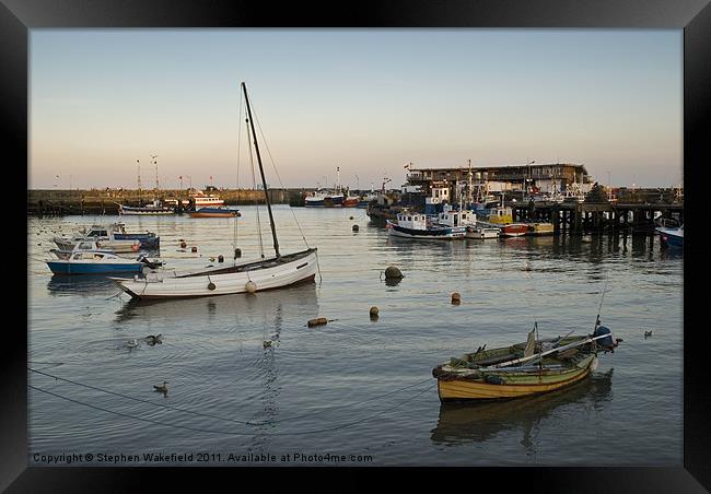 Bridlington harbour at dusk Framed Print by Stephen Wakefield