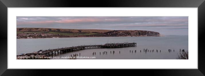 Swanage Piers at Sunset Framed Mounted Print by Stuart Wyatt