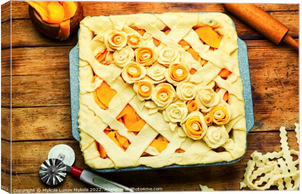 Preparing uncooked pumpkin pie Canvas Print by Mykola Lunov Mykola
