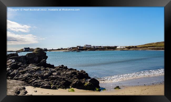 Borthwen beach at Rhoscolyn Anglesey Pano Framed Print by Pearl Bucknall