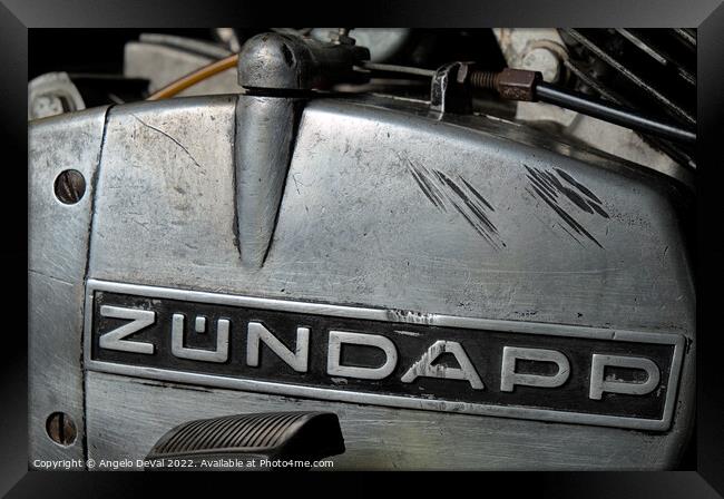 Classic Zundapp bike engine block detail Framed Print by Angelo DeVal