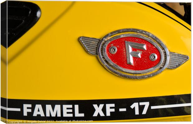 Classic Zundapp bike XF-17 gas tank logo detail Canvas Print by Angelo DeVal