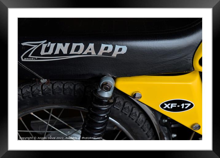 Classic Zundapp bike XF-17 seat detail Framed Mounted Print by Angelo DeVal