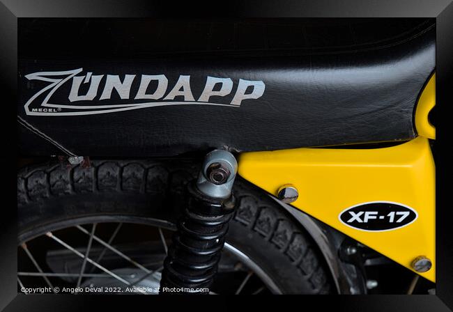 Classic Zundapp bike XF-17 seat detail Framed Print by Angelo DeVal