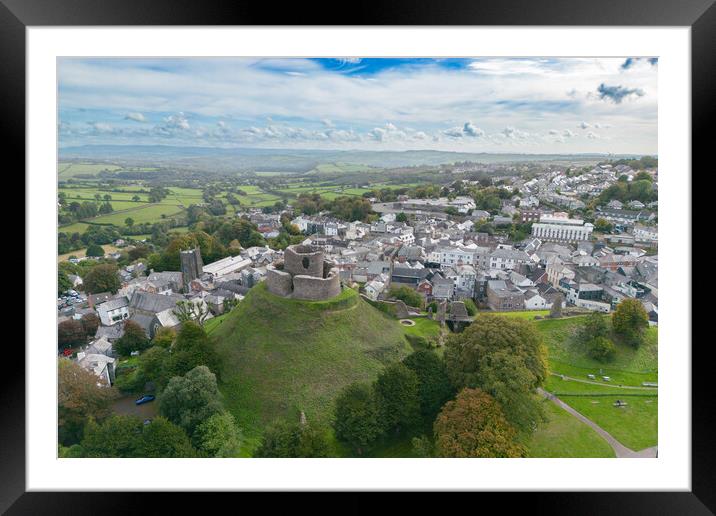 Launceston Castle From The Air Framed Mounted Print by Apollo Aerial Photography
