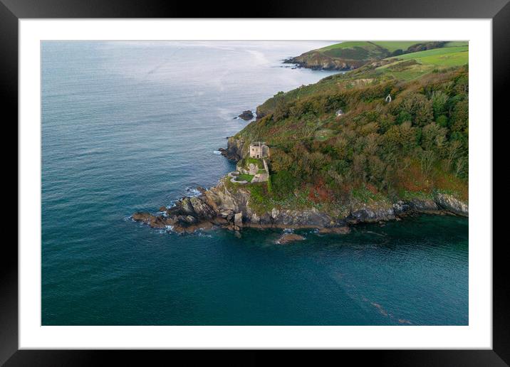 St Catherines Castle Framed Mounted Print by Apollo Aerial Photography