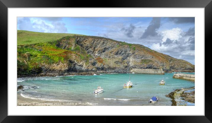 The Picturesque Port Isaac harbour Cornwall Framed Mounted Print by Diana Mower