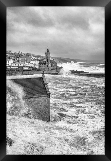 stormy sea Framed Print by kathy white