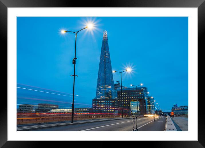 Traffic trails over London Bridge Framed Mounted Print by Jason Wells