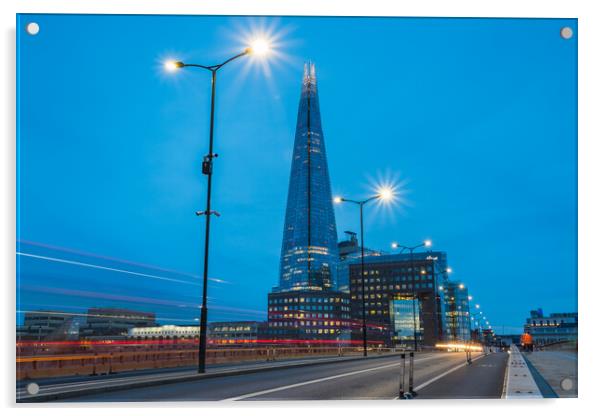 Traffic trails over London Bridge Acrylic by Jason Wells