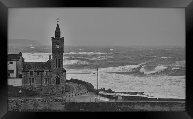 Clock tower Porthleven Cornwall Framed Print by kathy white
