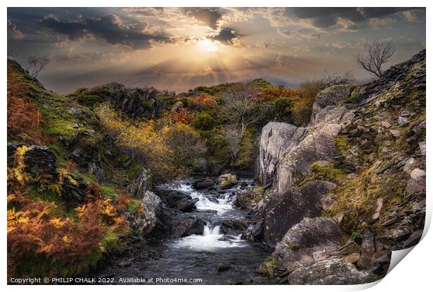 Dramatic sunset over Torver beck in the lake district 837 Print by PHILIP CHALK