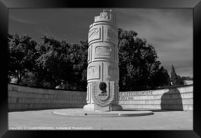 Duarte Pacheco Monument in Loule - Monochrome Framed Print by Angelo DeVal