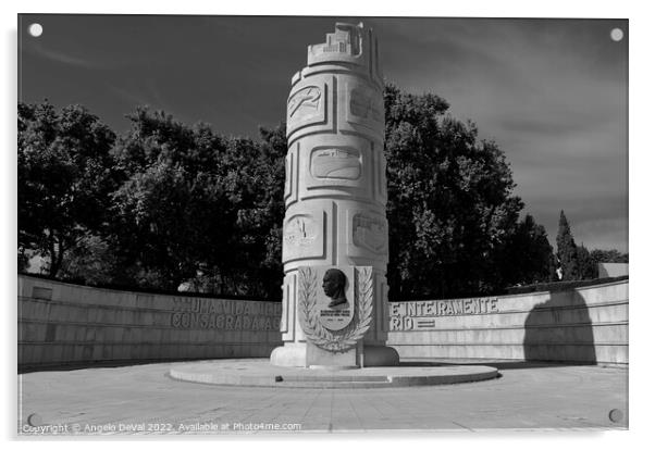 Duarte Pacheco Monument in Loule - Monochrome Acrylic by Angelo DeVal