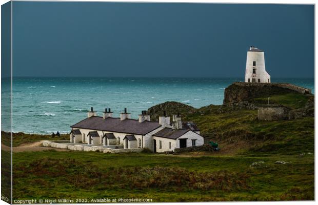 Twr Mawr Lighthouse & Pilot Cottages, Anglesey Canvas Print by Nigel Wilkins