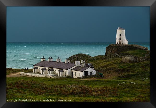 Twr Mawr Lighthouse & Pilot Cottages, Anglesey Framed Print by Nigel Wilkins