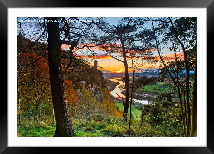 A view of the River Tay at sunrise from Kinnoull H Framed Mounted Print by Navin Mistry