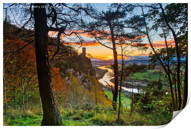 A view of the River Tay at sunrise from Kinnoull H Print by Navin Mistry